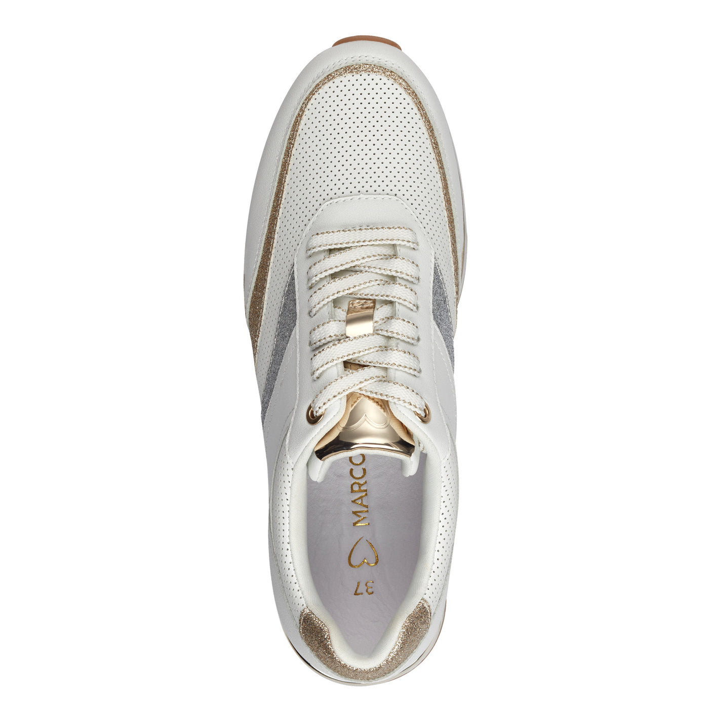 MARCO TOZZI - 23739-197 LACED FASHION RUNNER - WHITE/GOLD