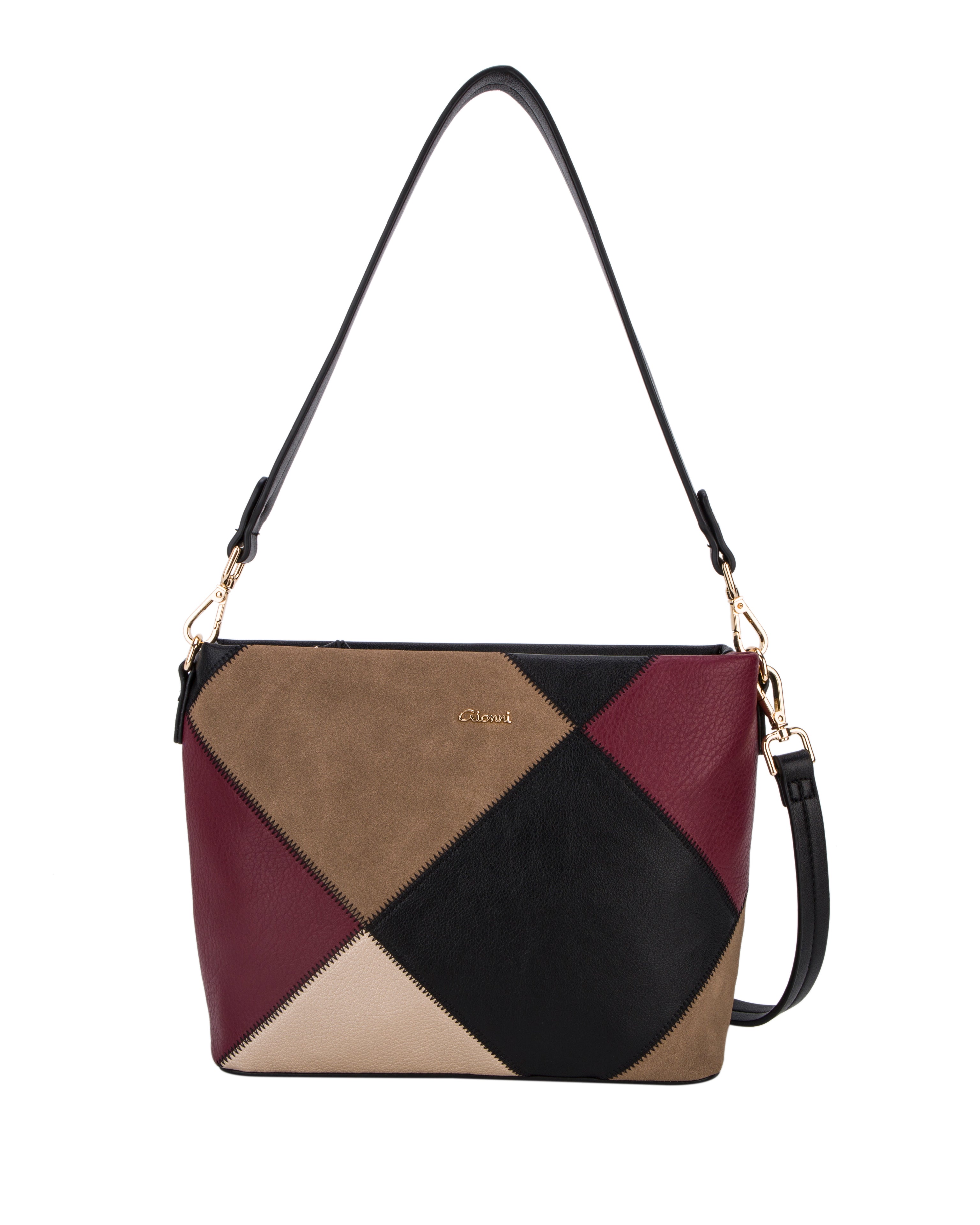 GIONNI 11G2584 INDUS COLOUR PATCH SHOULDER BAG BLACK COMBI Victor Dwyer Ladies & Children