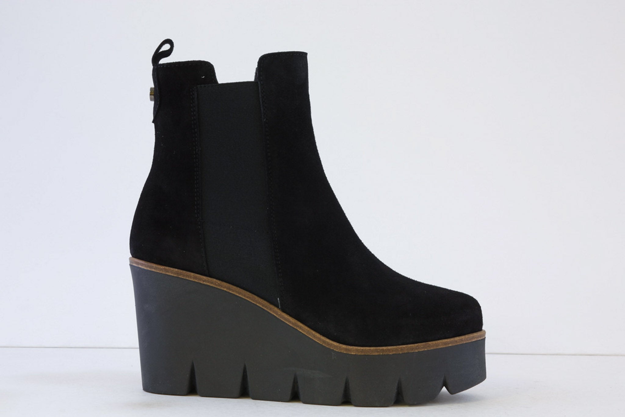 Alpaca Black Suede Wedges Ankle Boots Alpe Alpaca Black Suede