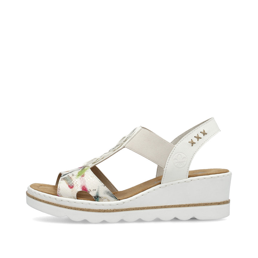 Rieker 67498 Sandali Donna – Primavera/Estate, Con Cinturini Elasticizzati E Tacco 5,5 Cm, Antistress