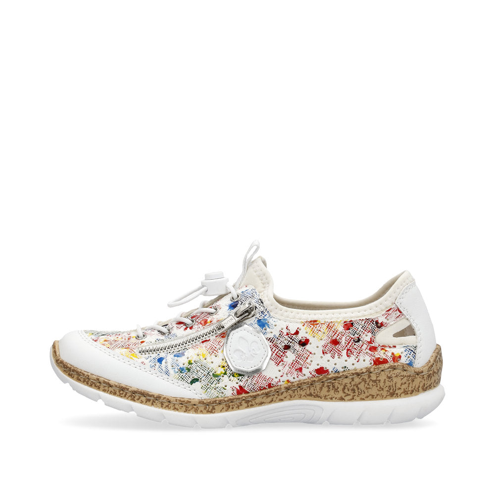 Rieker N42V1-91 Slip-On Toggle Comfort Shoes White Multi