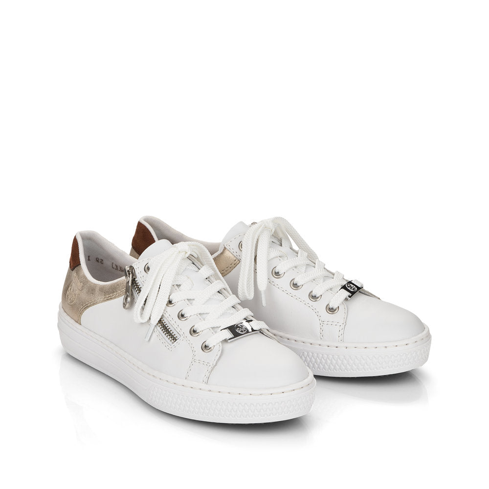 RIEKER - L59A1-80 LACE UP/ZIP CASUAL TRAINER - WHITE/GOLD – Victor Dwyer  Ladies u0026 Children's Shoes