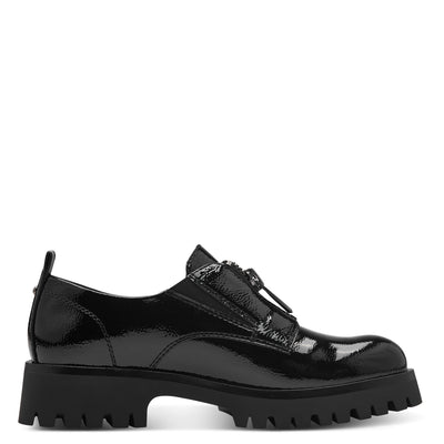 TAMARIS - 24791-018 FRONT ZIP CHUNKY SHOE - BLACK PATENT