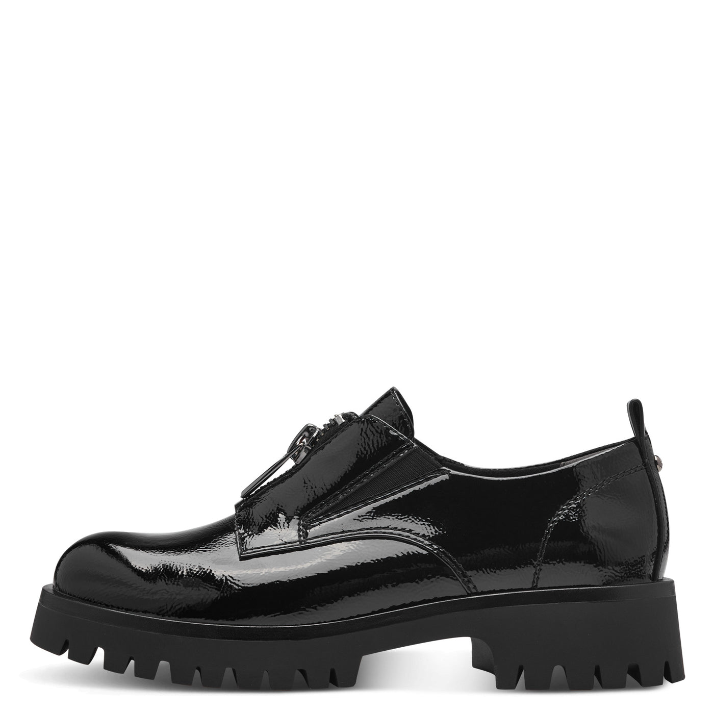 TAMARIS - 24791-018 FRONT ZIP CHUNKY SHOE - BLACK PATENT