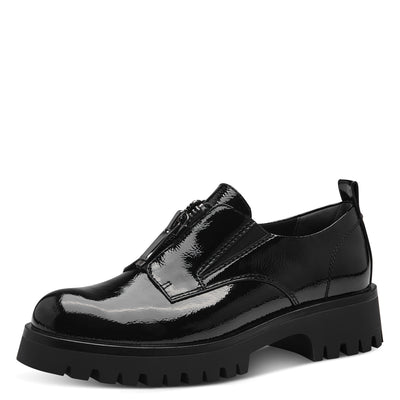 TAMARIS - 24791-018 FRONT ZIP CHUNKY SHOE - BLACK PATENT