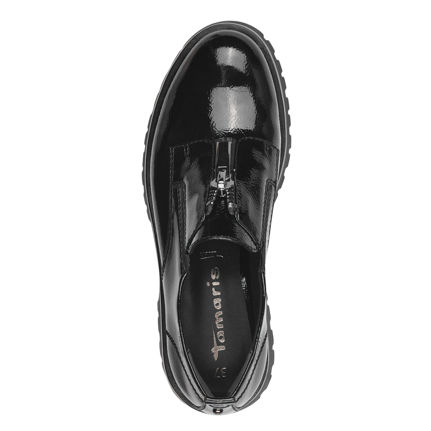 TAMARIS - 24791-018 FRONT ZIP CHUNKY SHOE - BLACK PATENT