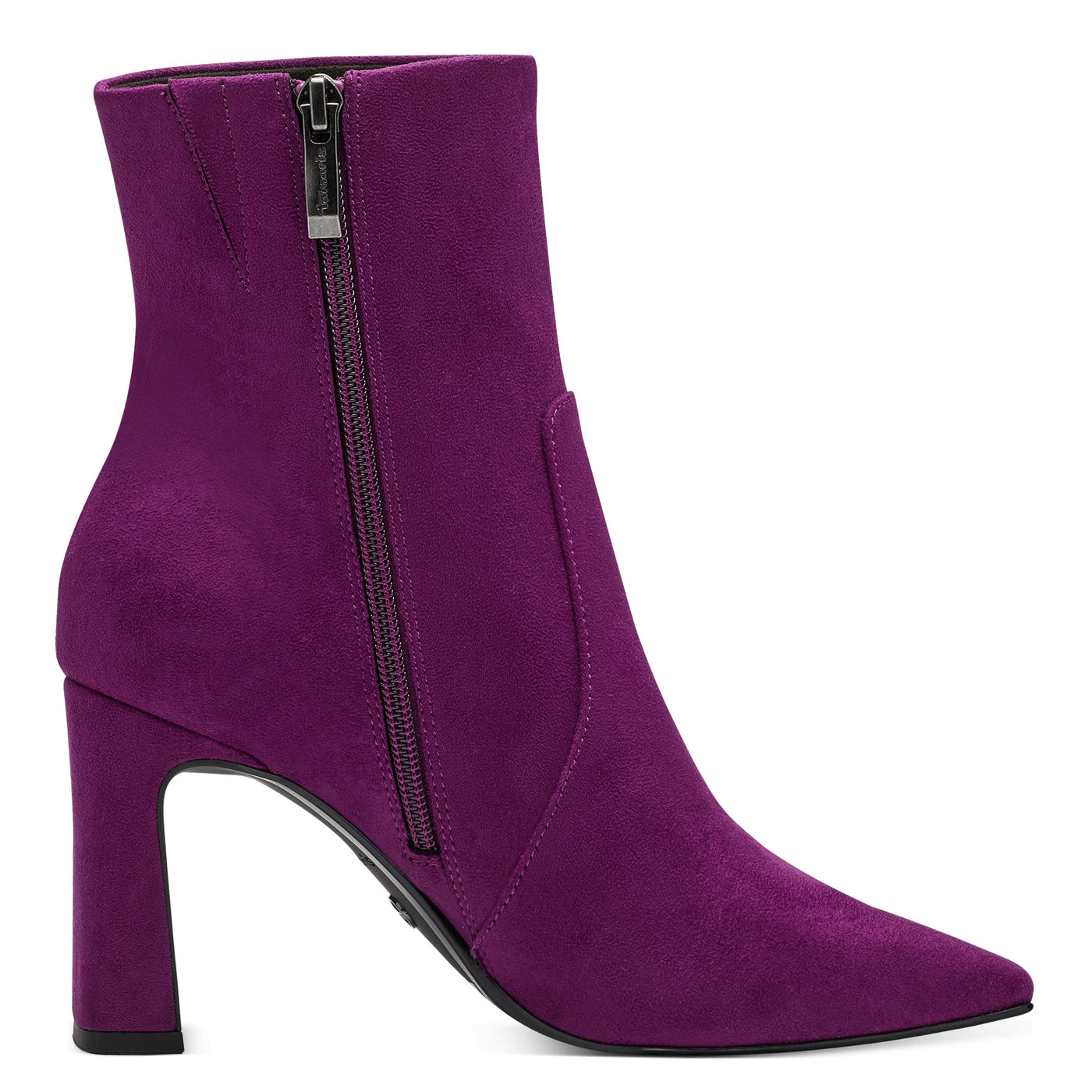 TAMARIS - 25022-525 HIGH HEEL ANKLE BOOT WITH SIDE ZIP - PURPLE SUEDE