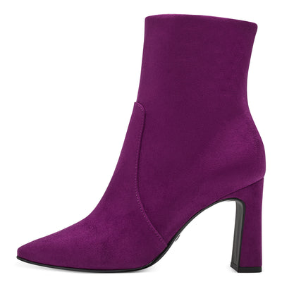 TAMARIS - 25022-525 HIGH HEEL ANKLE BOOT WITH SIDE ZIP - PURPLE SUEDE