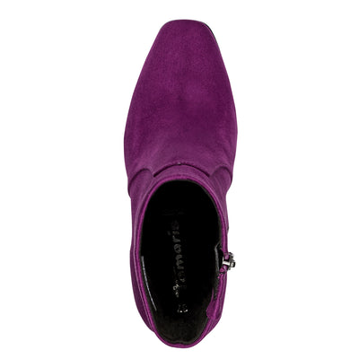 TAMARIS - 25022-525 HIGH HEEL ANKLE BOOT WITH SIDE ZIP - PURPLE SUEDE
