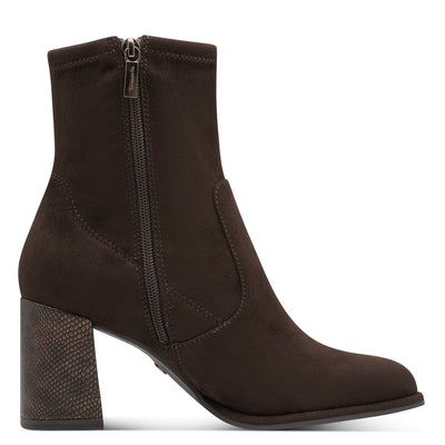 TAMARIS - 25057-303 BLOCK HEEL ANKLE BOOT - BROWN SUEDE
