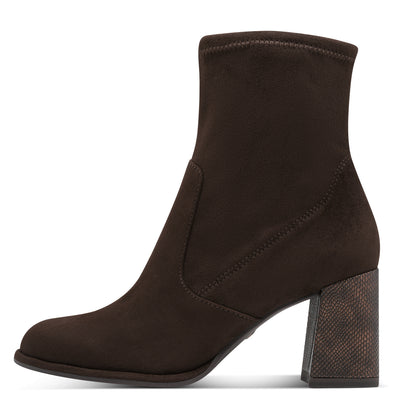 TAMARIS - 25057-303 BLOCK HEEL ANKLE BOOT - BROWN SUEDE