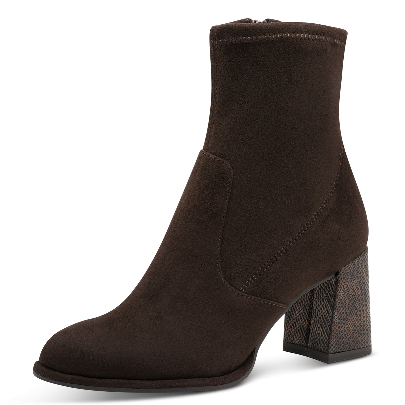 TAMARIS - 25057-303 BLOCK HEEL ANKLE BOOT - BROWN SUEDE