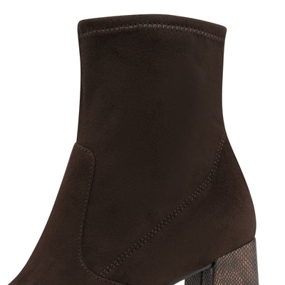 TAMARIS - 25057-303 BLOCK HEEL ANKLE BOOT - BROWN SUEDE
