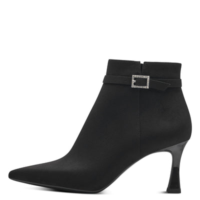TAMARIS - 25329-001 MEDIUM HEEL ANKLE BOOT - BLACK SUEDE