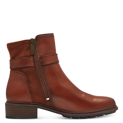 TAMARIS - 25425-305 LOW HEEL ZIP ANKLE BOOT - TAN
