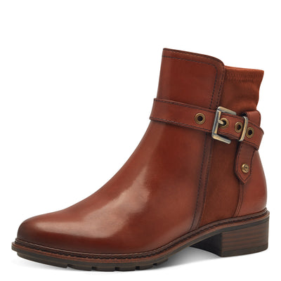 TAMARIS - 25425-305 LOW HEEL ZIP ANKLE BOOT - TAN