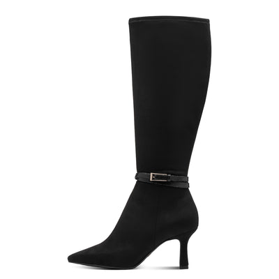 Tamaris Black Suede Full-Length Medium Heel Boot - Style 25516-001