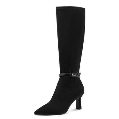 Tamaris Black Suede Full-Length Medium Heel Boot - Style 25516-001