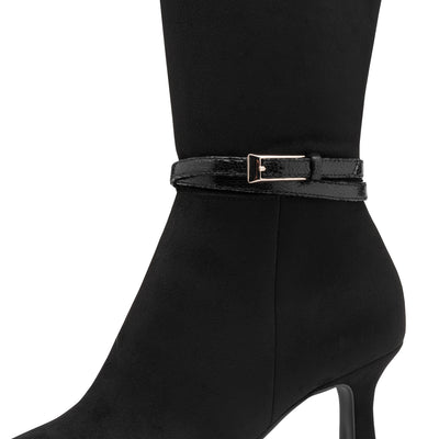 Tamaris Black Suede Full-Length Medium Heel Boot - Style 25516-001