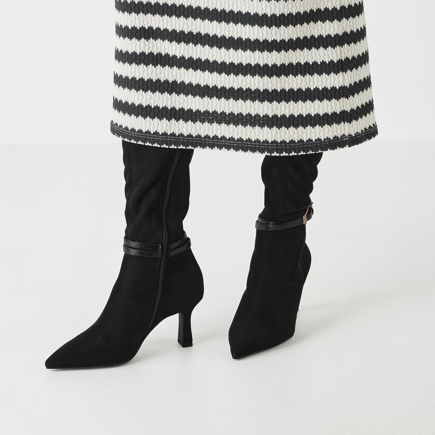 Tamaris Black Suede Full-Length Medium Heel Boot - Style 25516-001