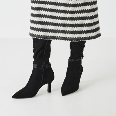 Tamaris Black Suede Full-Length Medium Heel Boot - Style 25516-001