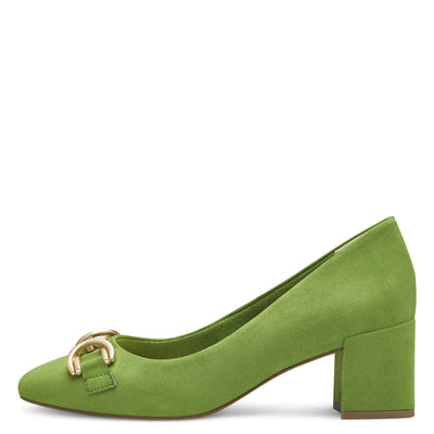 MARCO TOZZI - 22428-707 MEDIUM BLOCK HEEL COURT SHOE - GREEN SUEDE
