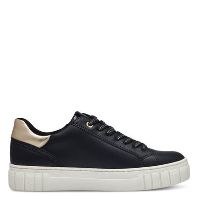 MARCO TOZZI - 23701-098 ZIP/LACED FASHON SHOE - BLACK/GOLD
