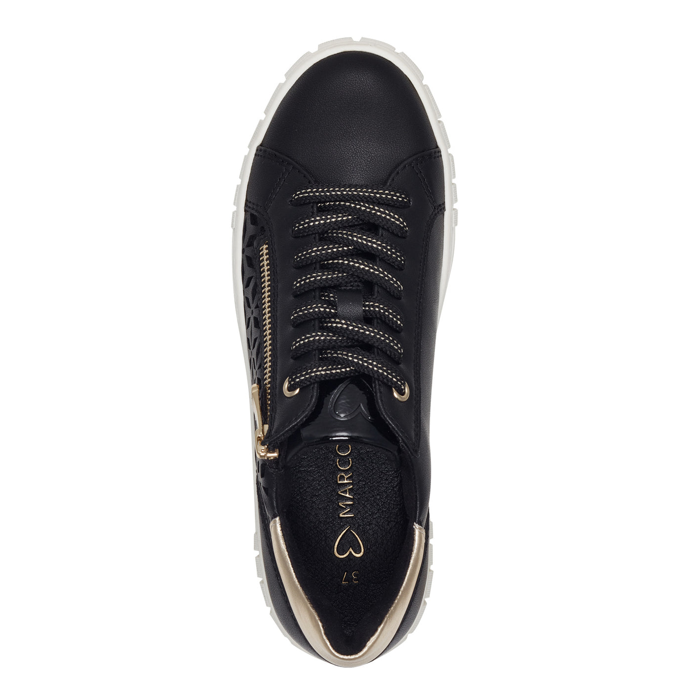 MARCO TOZZI - 23701-098 ZIP/LACED FASHON SHOE - BLACK/GOLD