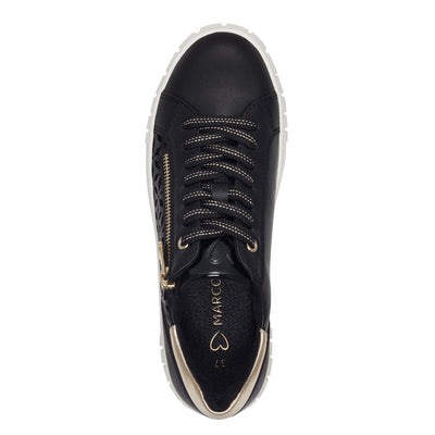 MARCO TOZZI - 23701-098 ZIP/LACED FASHON SHOE - BLACK/GOLD