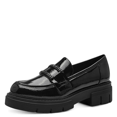 MARCO TOZZI - 24710-018 FLAT CHUNKY LOAFER - BLACK PATENT