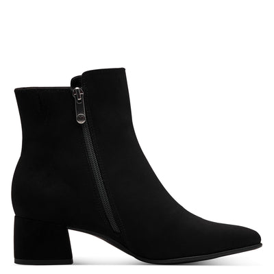 MARCO TOZZI - 25364-001 LOW HEEL ANKLE BOOT - BLACK SUEDE