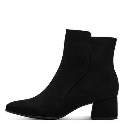 MARCO TOZZI - 25364-001 LOW HEEL ANKLE BOOT - BLACK SUEDE