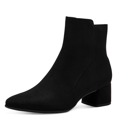 MARCO TOZZI - 25364-001 LOW HEEL ANKLE BOOT - BLACK SUEDE