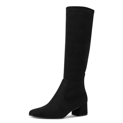 MARCO TOZZI - 25524-001 LOW BLOCK HEEL LONG BOOT - BLACK SUEDE
