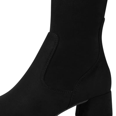 MARCO TOZZI - 25524-001 LOW BLOCK HEEL LONG BOOT - BLACK SUEDE