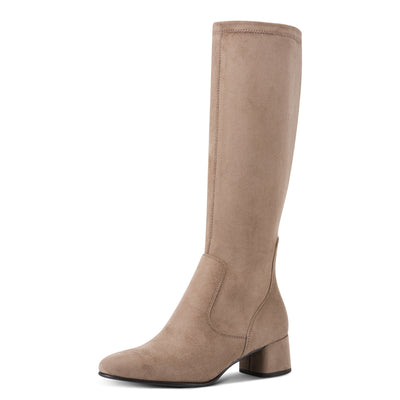 MARCO TOZZI - 25524-270 LOW BLOCK HEEL LONG BOOT - SAND