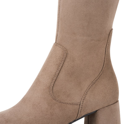 MARCO TOZZI - 25524-270 LOW BLOCK HEEL LONG BOOT - SAND