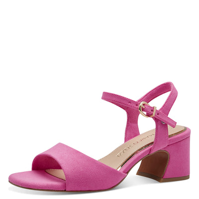 Marco Tozzi Medium Block Heel Sandal in Cerise Pink