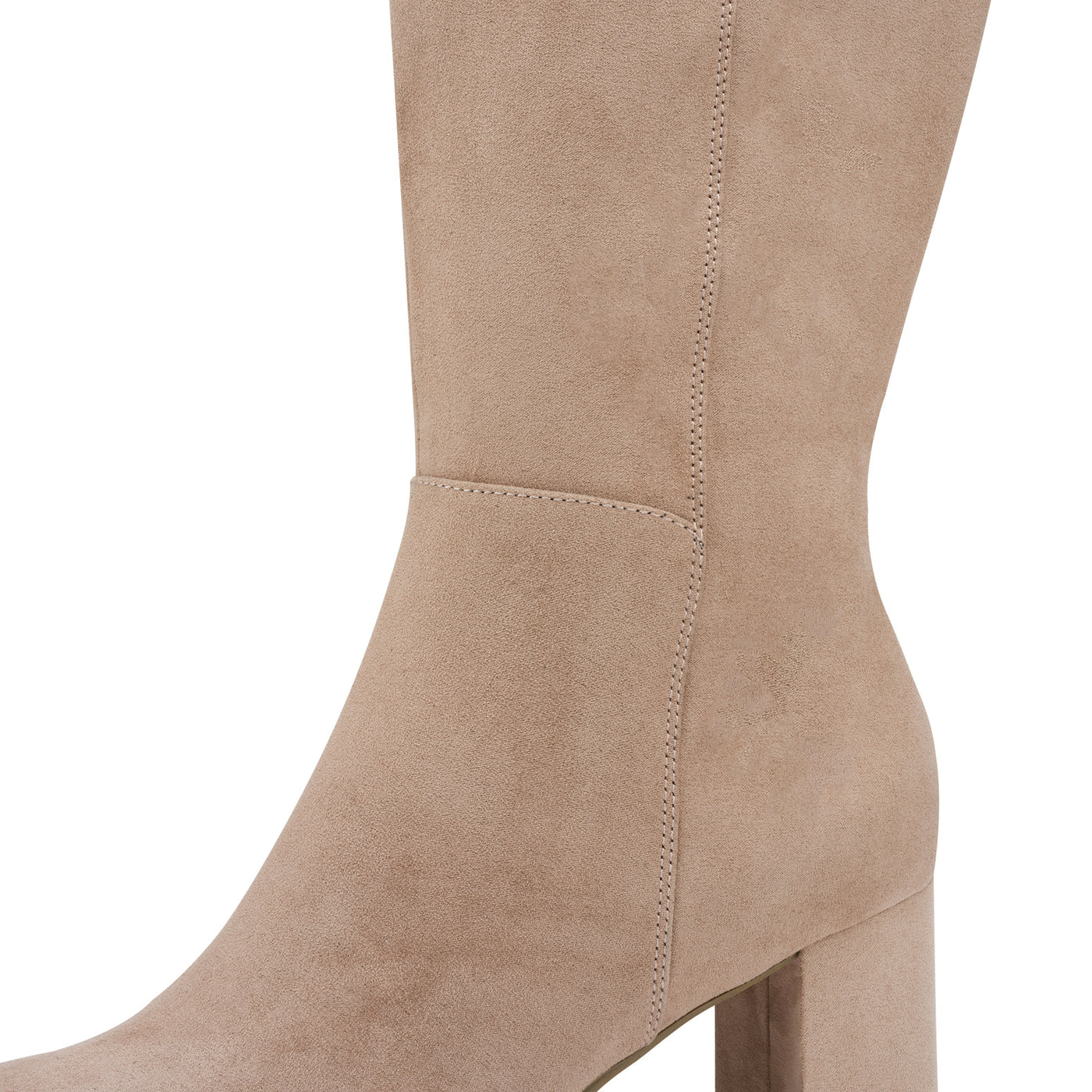 Marco Tozzi High Block Heel Full-Length Boot - Taupe Suede