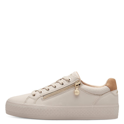 S'OLIVER - 23600-4A0 LACED ZIP/LACE TRAINER - BEIGE
