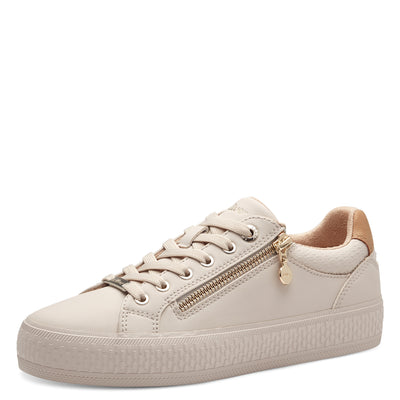 S'OLIVER - 23600-4A0 LACED ZIP/LACE TRAINER - BEIGE