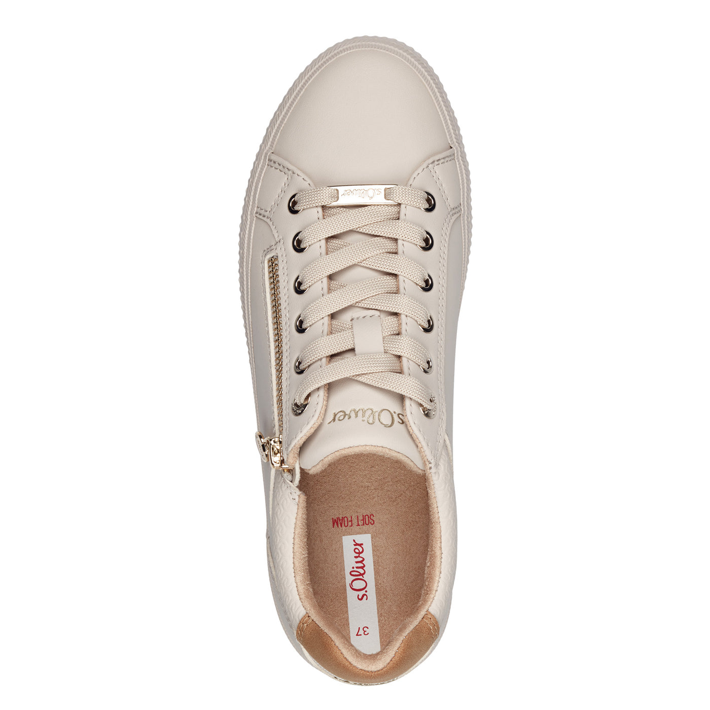 S'OLIVER - 23600-4A0 LACED ZIP/LACE TRAINER - BEIGE