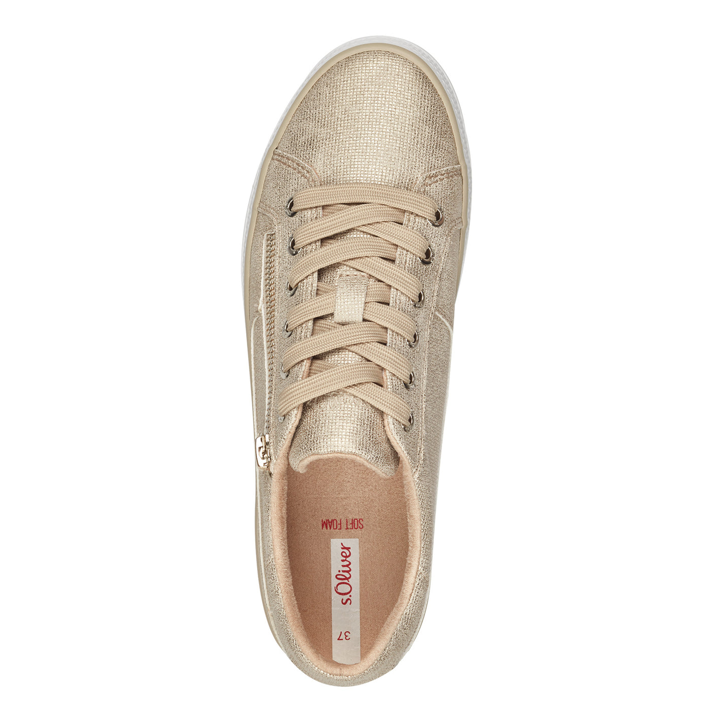 S'OLIVER - 23615-444 FLAT ZIP/LACE TRAINER - GOLD