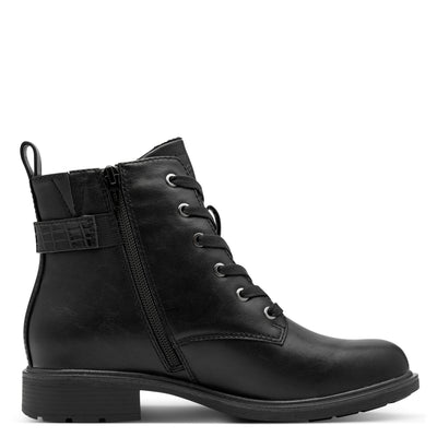 JANA SOFTLINE - 25278-001 LOW HEEL ANKLE BOOT - BLACK