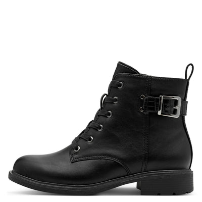 JANA SOFTLINE - 25278-001 LOW HEEL ANKLE BOOT - BLACK