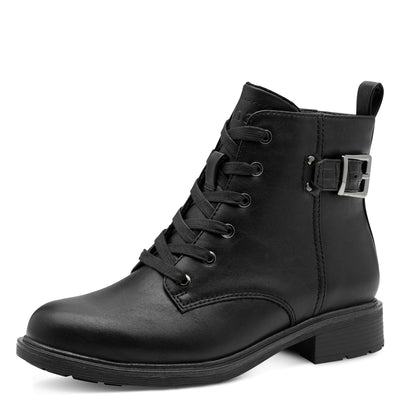 JANA SOFTLINE - 25278-001 LOW HEEL ANKLE BOOT - BLACK