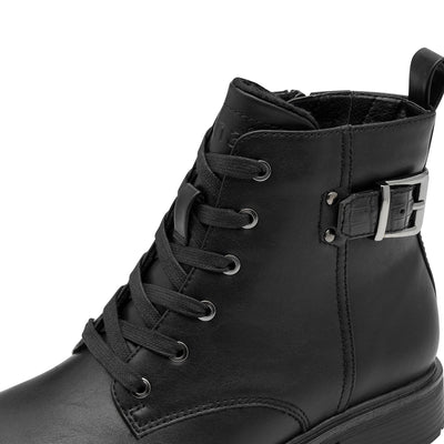 JANA SOFTLINE - 25278-001 LOW HEEL ANKLE BOOT - BLACK