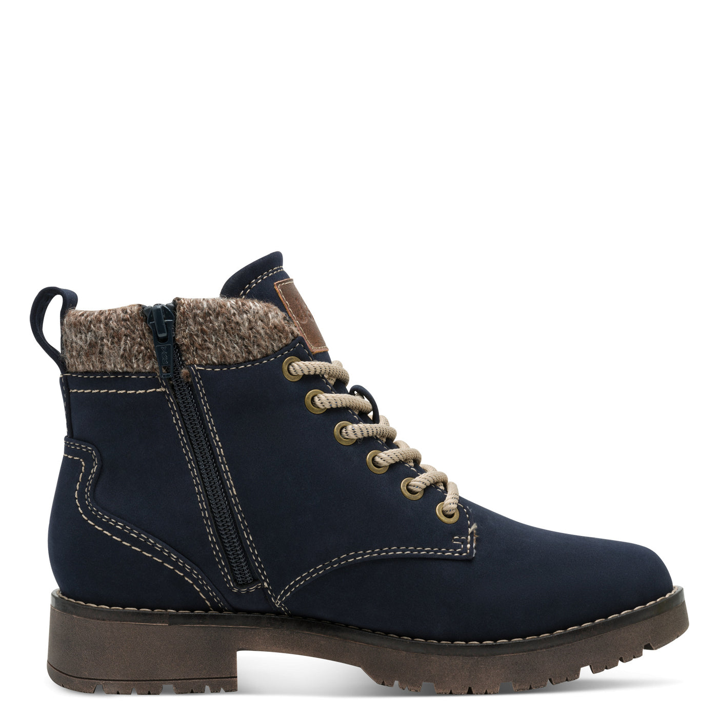 Jana Softline Low Heel Ankle Boot - Cozy Lined Navy Suede, Style 26283-805