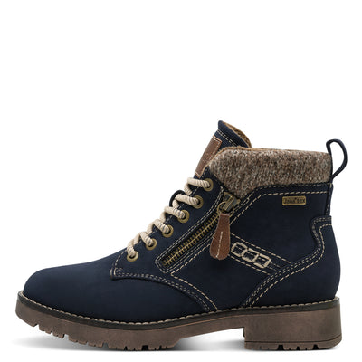Jana Softline Low Heel Ankle Boot - Cozy Lined Navy Suede, Style 26283-805