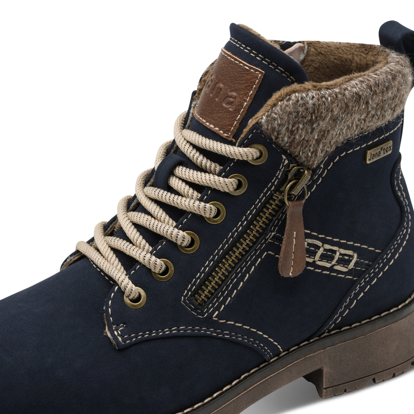 Jana Softline Low Heel Ankle Boot - Cozy Lined Navy Suede, Style 26283-805